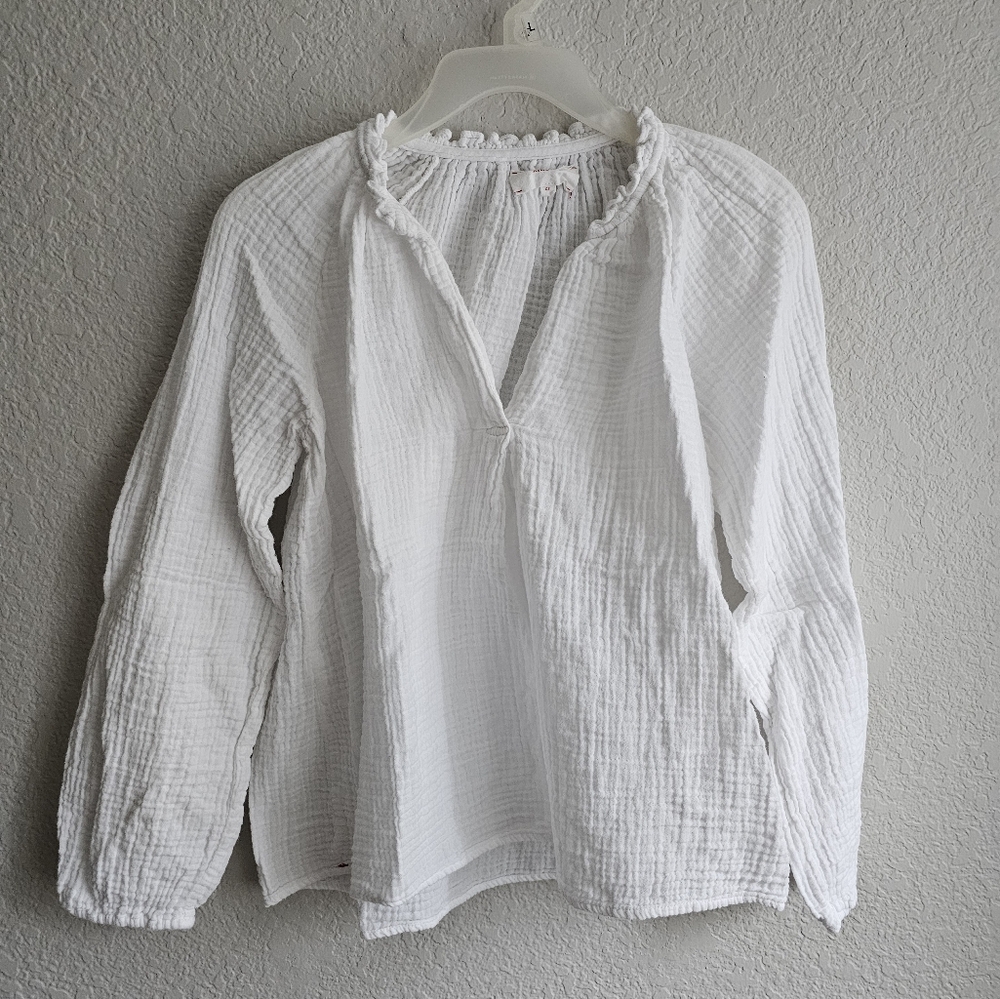 XiRENA White Gauze Peasant Blouse